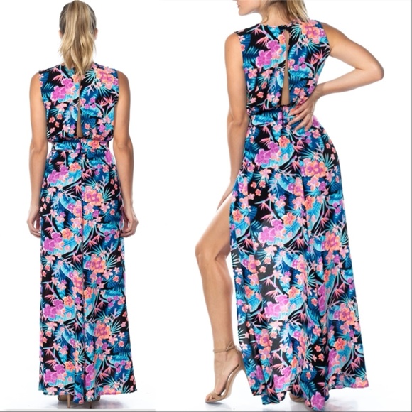 Romper TROPICAL FLORAL ROMPER WITH MAXI SKIRT - Picture 3 of 3